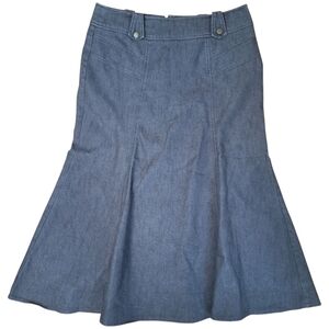 Cato Vintage Dark Grey Wash Denim Midi Skirt Cute Button & Seam Detail 12